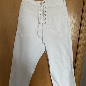 BOOHOO white tie up detail pant